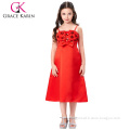 Grace Karin Princess Spaghetti Strap Satin Long Red Flower Girls Dresses CL4521